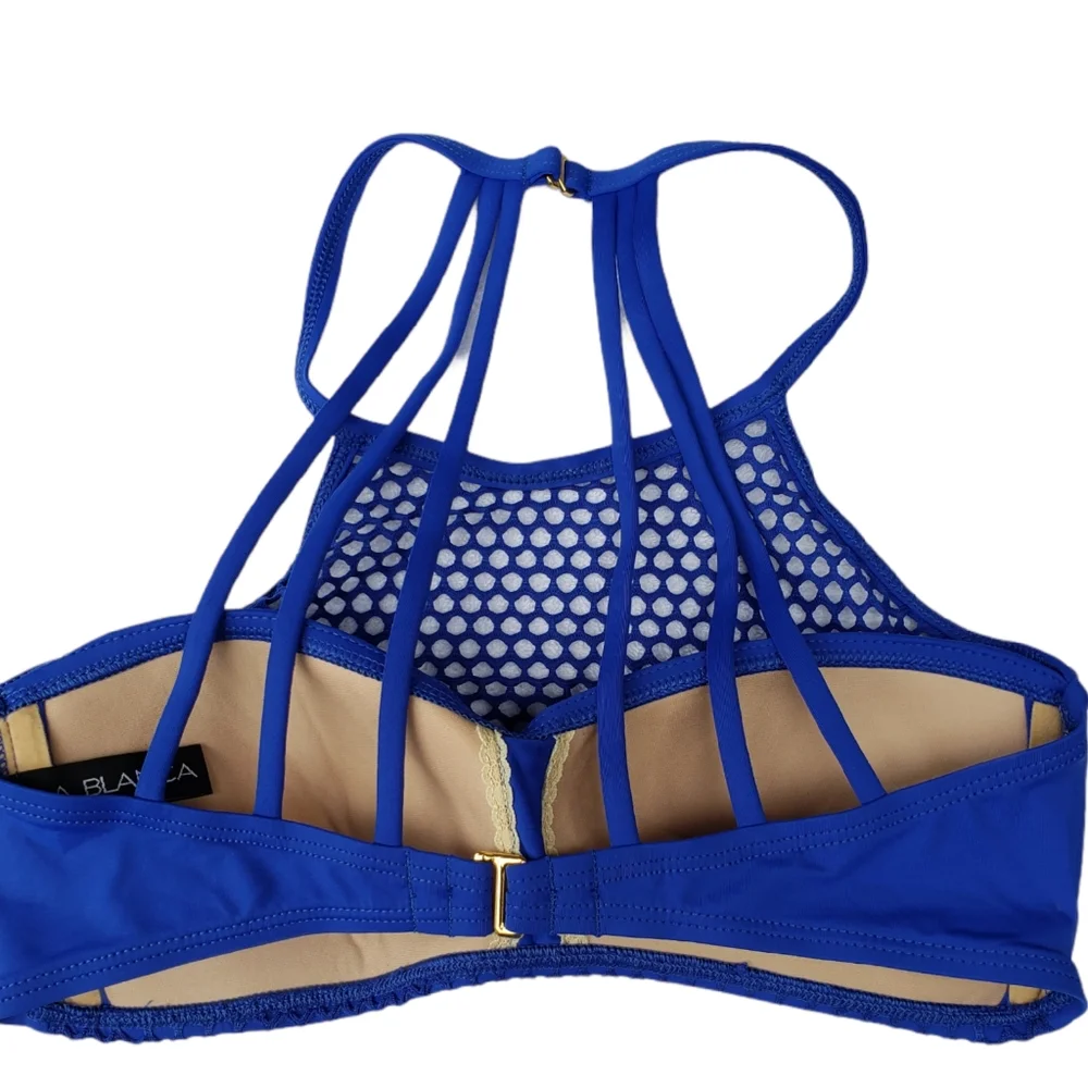 La Blanca All Meshed Up Hipster 2 Piece Swimsuit 8 Cobalt Blue strappy swim